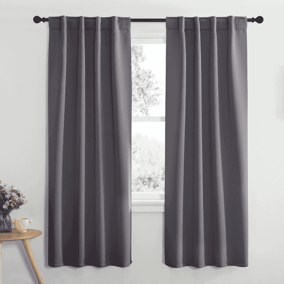 NICETOWN Blackout Bedroom Curtains Backtab and Rod Pocket Room Darkening Heat Reducing Curtains, W34 x L72, Set of 2, Gray