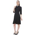 thumbnail image 6 of Afinprain Womens Clergy Dress 3/4 Sleeve Mermaid Hem Black Dresses with Tab Collar, 6 of 6