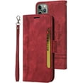 thumbnail image 1 of iPhone 11 Pro Max Wallet Case,PU Leather Folio Kickstand Card Slots Cover for iPhone 11 Pro Max,Book Folding Flip Case with Detachable Wrist Strap,Protective Cover for iPhone 11 Pro Max,Red, 1 of 14
