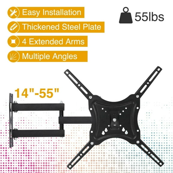 Bricologht TV Mount for Most 14-55 Inch LED, Flat Screen TVs,Full Motion TV Wall Mount up to 110 lbs VESA 400x400mm