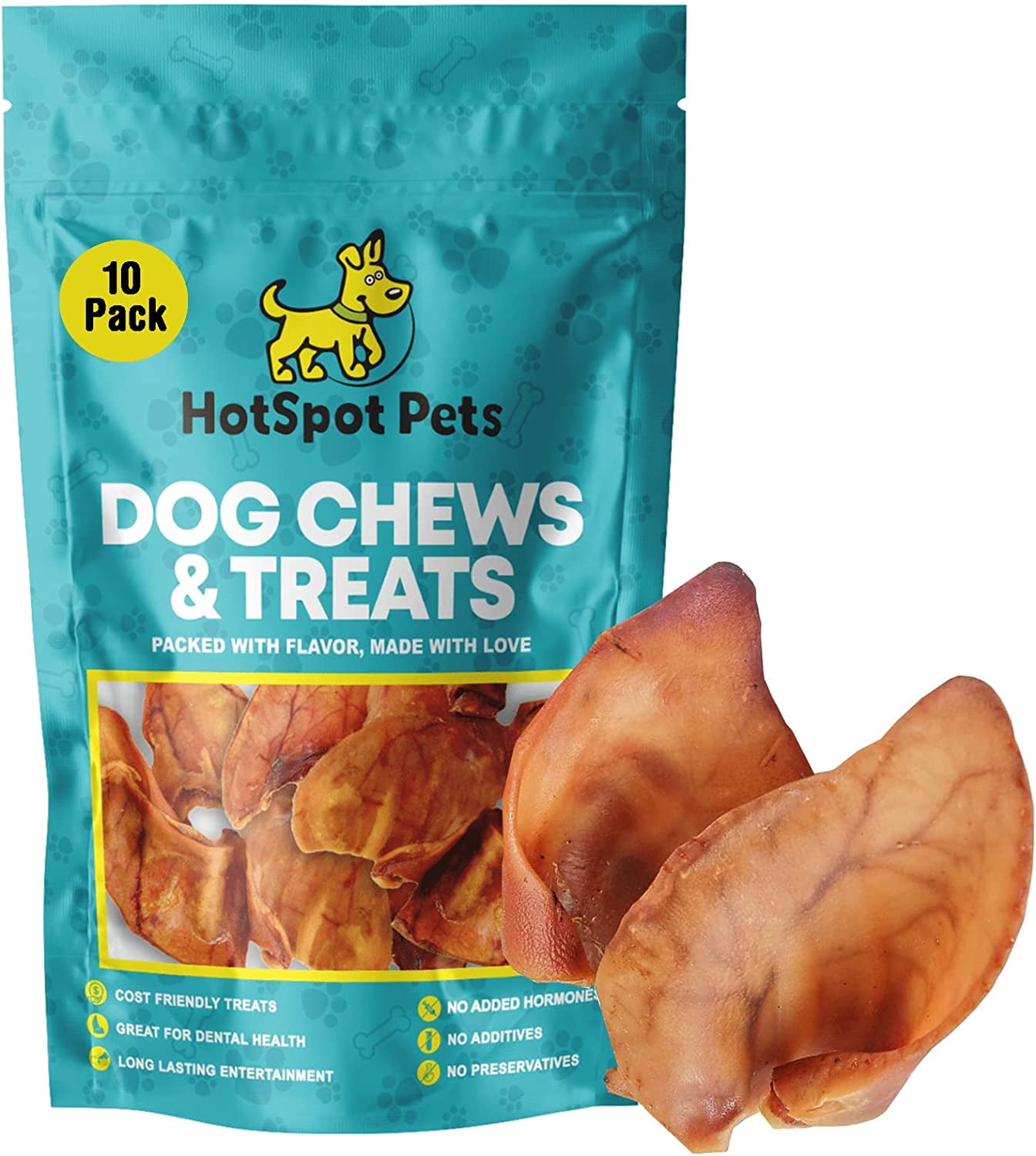 Hotspot Pets All Natural Pig Ears for Dog Treats (10 Pack) Fully