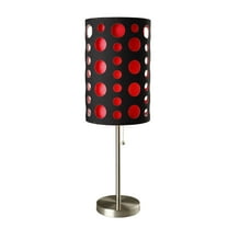 33" Tall Metal Table Lamp, Retro design with Black and Red Shade