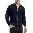 thumbnail image 4 of Mens Full Zip Jacket No Hood - Trendy Patchwork Colorblock Casual Bomber Jackets with Pockets Fall Outerwear Coat (XL, Navy), 4 of 4
