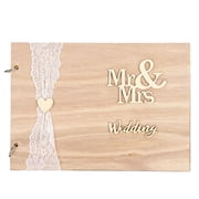 M Buder Premium Wooden Wedding Guest Book Type 1, Elegant Boxwood Album Craft for Engagement Decoration, Abstract Modeling Craft Pendant Keepsake Journal Notebook, 7.9 x 11.0 inches / 20 x 28 cm