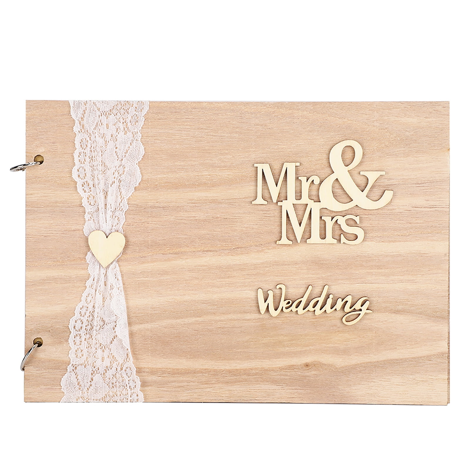 M Buder Premium Wooden Wedding Guest Book Type 1, Elegant Boxwood Album Craft for Engagement Decoration, Abstract Modeling Craft Pendant Keepsake Journal Notebook, 7.9 x 11.0 inches / 20 x 28 cm