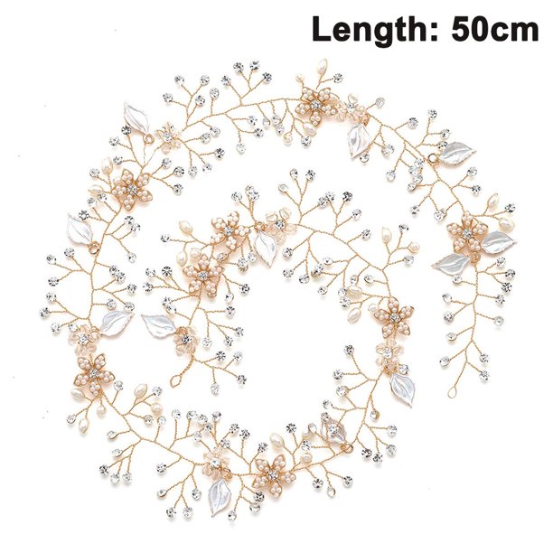 Nupcial extra largo perla y cuentas de cristal Nupcial Hair Vine Wedding Head Piece Nupcial Accesorios para el cabello Diadema Joyería para el cabello Accesorios para el cabello Adepaton 2036018-1