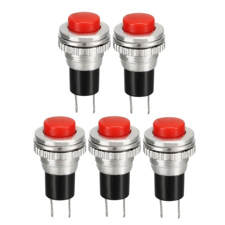 Uxcell 10mm Mounting Red Momentary Push Button Switch SPST NO 5 Pack