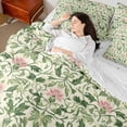 thumbnail image 4 of Homewish Chic Flowers 7pcs Bedding Comforter Set For Teens Female Girls,Spring Garden Queen Bedding Sets Super Cozy,Green Pink Queen Sheet Sets,Lightweight Room Decor,Reversible, 4 of 8