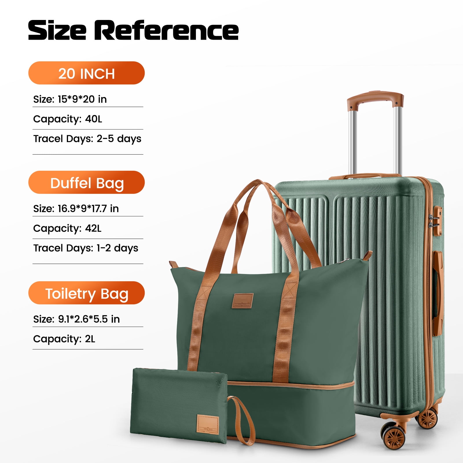 HOTEEL 3 Piece Carry On Luggage Sets,Lightweight Travel Suitcase Set with TSA Lock & Spinner Wheels(20in)