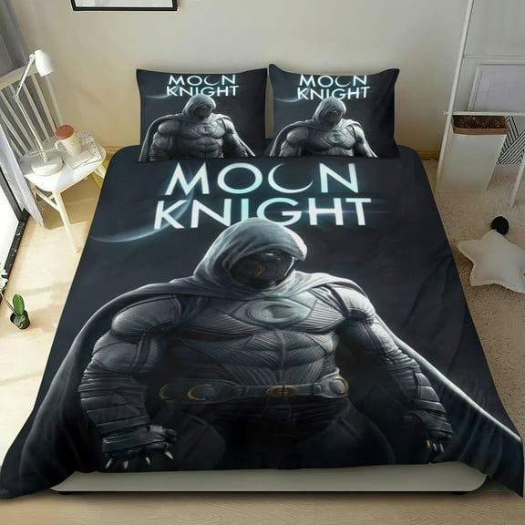 moon knight Themed Bed Sheet Set Three Piece Set 53x79 Inches Comfortable And Skin Friendly Unique Design Creating A Star Studded Night Home Decor Gifts For Family Friends fans