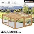 thumbnail image 2 of MoNiBloom 45.5" Wooden Chicken Coop Rabbit Hutch, Fir Wood Pet Cage Small Animal Poultry Cage Run with 2 Access Areas, Foldable Pet House Outdoor Large Hen House (Natural), 2 of 10