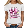 thumbnail image 2 of Xuyuer Women Graphic Print Round Neck Short Sleeve T-Shirt, Summer T-Shirt For School Season, 2 of 5