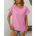 thumbnail image 4 of Eyelet Tops for Women Summer 2025 Scoop Neck Cute Ruffled Short Sleeve T-Shirts Elegant Sweet Lady Tunic Blouses Shermie, 4 of 6