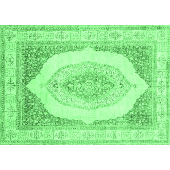 Ahgly Company Indoor Rectangle Abstract Emerald Green Modern Area Rugs, 8' x 10'