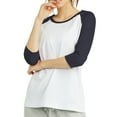 thumbnail image 2 of TheLovely Women's Round Neck Raglan 3/4 Sleeve Baseball Tee Shirts Jersey Top, 2 of 3