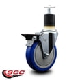 thumbnail image 2 of 5 Inch Blue Poly Swivel 1-7/8 Inch Expanding Stem Caster with Brake SCC, 2 of 2
