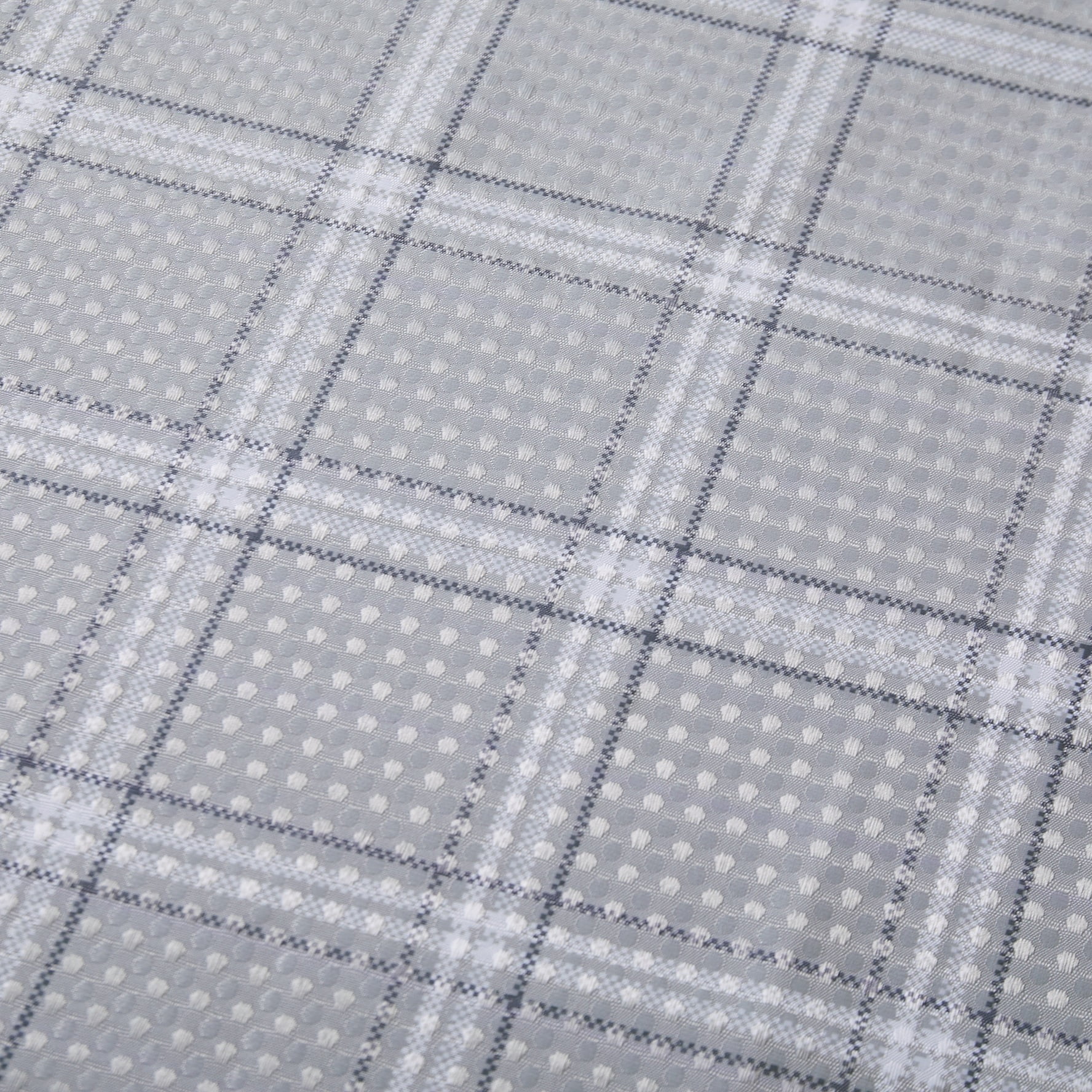 Chaps Shower Curtains with Hooks - Linen Textured Waterproof Curtain 10 Easy-slide Hooks - Gray Plaid - Size 72 x 72"