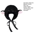 thumbnail image 7 of Opvise Ladies Hat Photo Prop Sheep Ear Decor Solid Color Fluffy Thick Keep Warm Windproof Adjustable Winter Hat for Students Black, 7 of 7