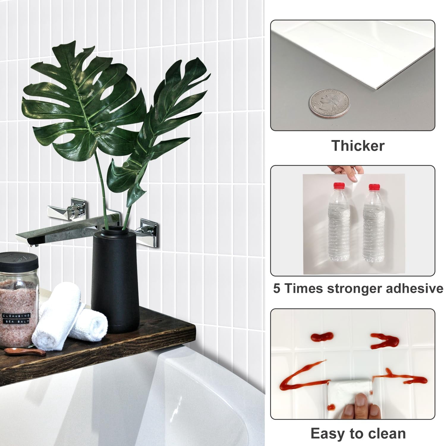clevermosaics Mosaic Vinyl Tile Sticker Peel and Stick Backsplash for Kitchen and Bathroom, 12" x 12", Set of 10