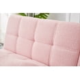 thumbnail image 5 of Convertible Futon 2-Seat Sofa Bed with Adjustable Backrest and Gold Metal Legs, Reclining Teddy Fabric Futon Loveseat Couch with Pillow for Dorm Room Living Room, Pink, 5 of 7
