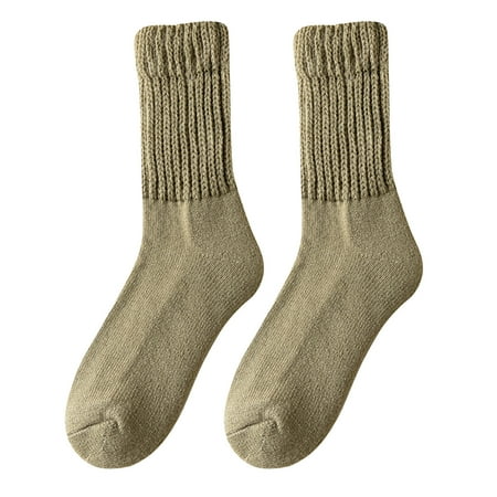 

ketyyh-chn99 Socks Stockings Warm Women Solid Color Socks Mid Tube Autumn And Qinter All Long Tube Pure Colored Cotton Pile Socks