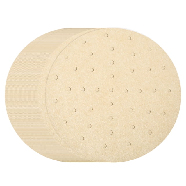 Uxcell 200 piezas de forros para freidora de aire de 10 pulgadas, forros de vapor de bambú redondos con agujeros, papel pergamino perforado antiadherente, papel desechable para vaporizadores, marrón