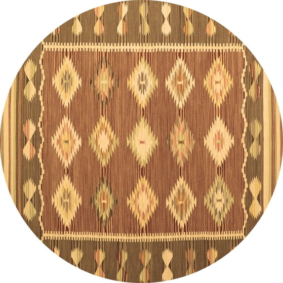 Ahgly Company Indoor Round Southwestern Brown Country Area Rugs, 7' Round