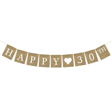 Burlap Banner Happy 30th Birthday Party Bunting Pull Flag Birthday Party Decoration Supplies