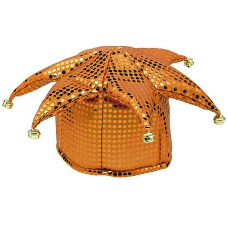 Orange Sequin Jester Costume Hat (1ct)