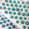 thumbnail image 2 of HOOUN Wholesale Rings 50 Pcs Turquoise Blue Turquoise Rings Fashion Jewelry Bulk Lot-Blue Turquoise, 2 of 8