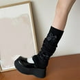 thumbnail image 3 of Women Twist Cable Knit Leg Warmer Sweet Bowknot Stretch Leg Cover Boot Socks, 3 of 20