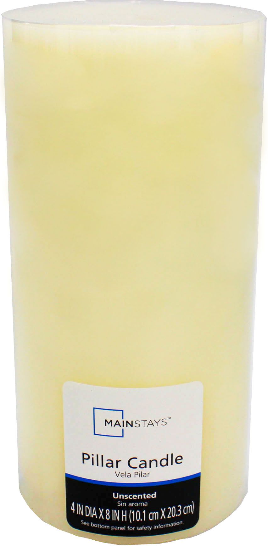 Mainstays Unscented Pillar Candle, 4x8 inches, Ivory