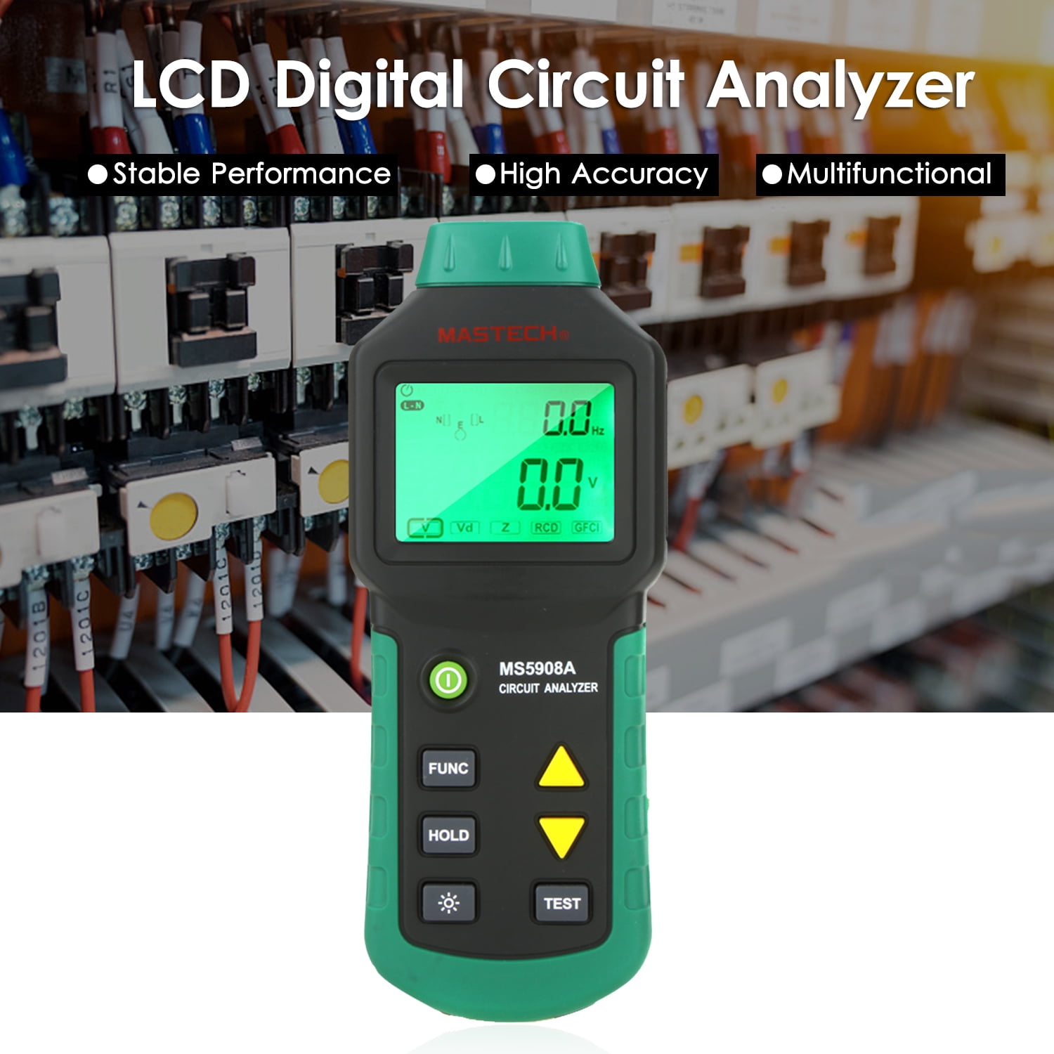Circuit Analyzer AC100-240V RMS Circuit Analyzer Tester MASTECH MS5908A LCD Circuit Analyzer, Voltage Detector GFCI RCD Fault Tester (MS5908A US Plug) : Analizador de circuitos AC100-240V RMS Analizador de