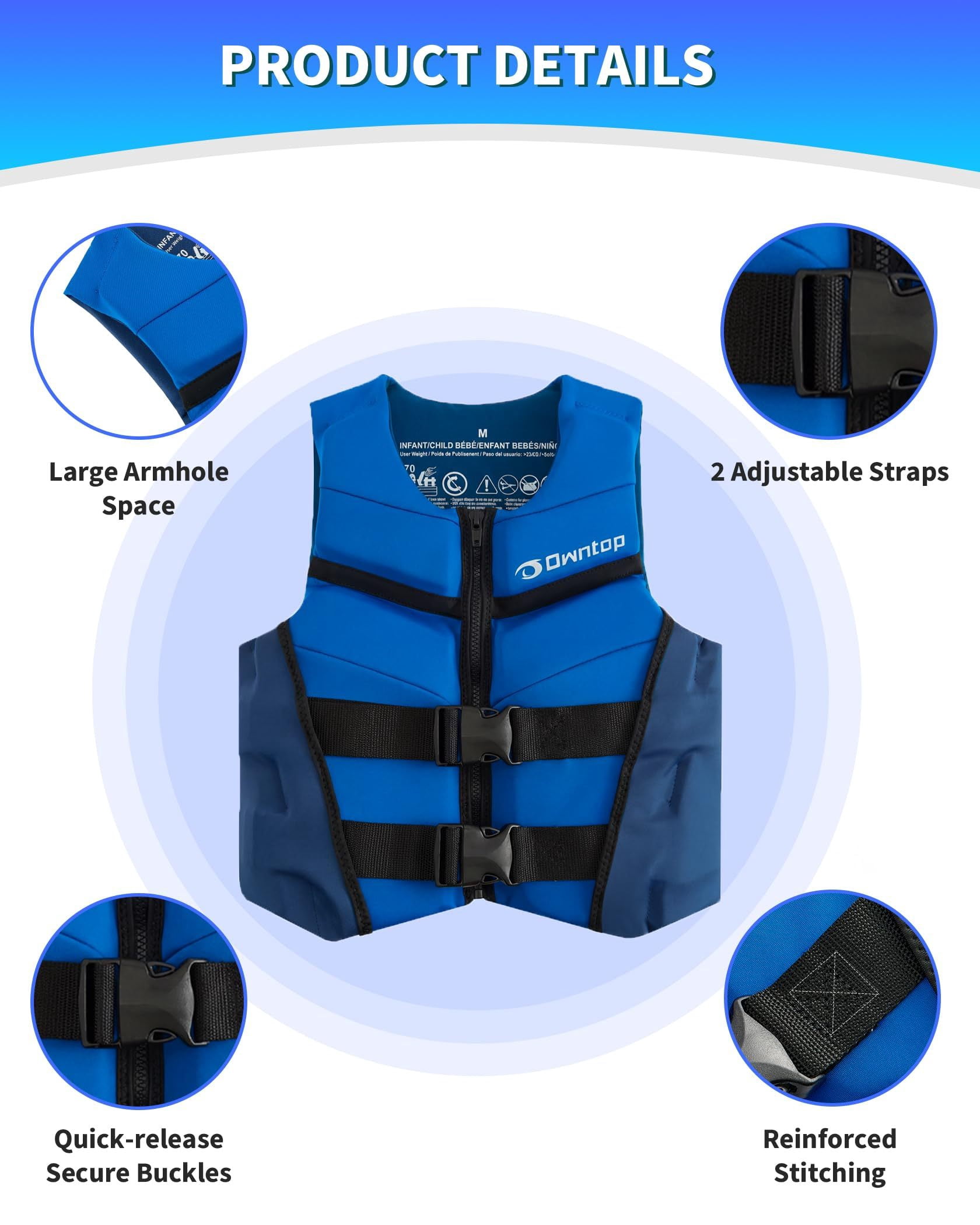 Swim Vest Life Jacket Youth,Adjustable Flotation Buoyancy Swimsuit Trainer Vests,Swimming Aid Jacket,Kayaking Fishing Sailing Watersports,Fit for 50-125 lbs