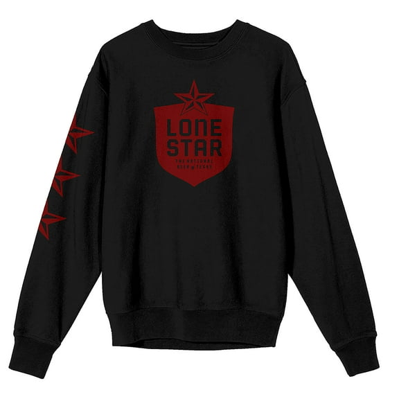 Lone Star National Beer of Texas Adult Black Crew Neck Sweatshirt-Medium