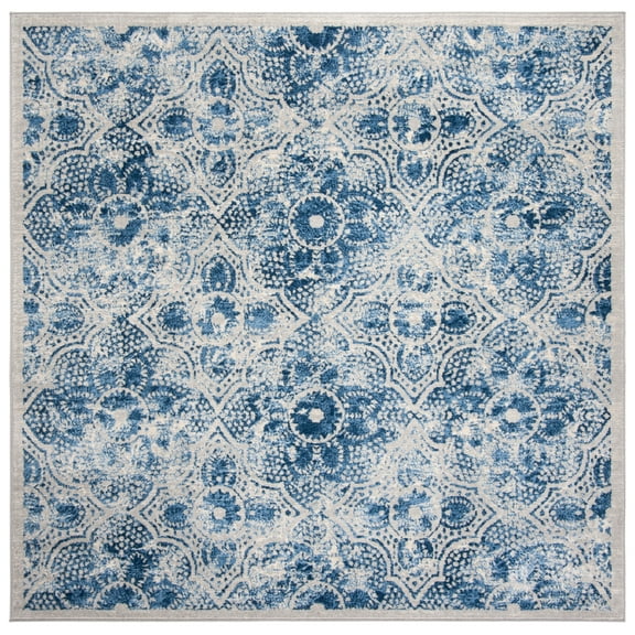 SAFAVIEH Martha Stewart Brentwood Nazca Floral Area Rug, Cream/Blue, 8' x 8' Square