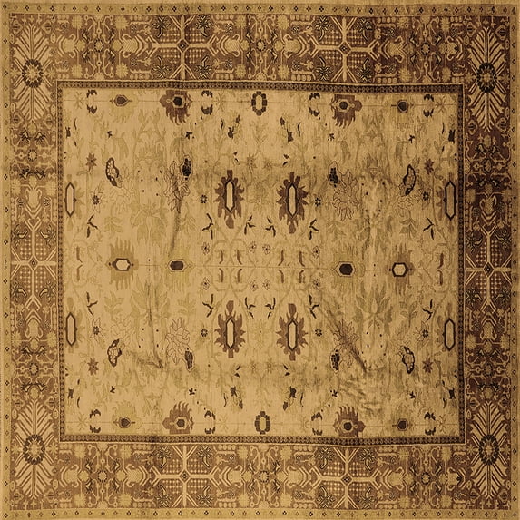 Ahgly Company Indoor Square Oriental Brown Industrial Area Rugs, 4' Square