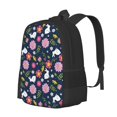 thumbnail image 2 of Vsdgher Floral Rabbit Print Backpack for Women Men School Bookbag with Laptop Compartment for College Work Travel, Simple Fashion Casual Daypack, Fit 15" Laptop, 2 of 8