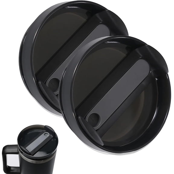 40 oz tumbler lid replacement, 2 pack leak proof cup covers, BPA free AS and PP material, compatible with cup accessories, black