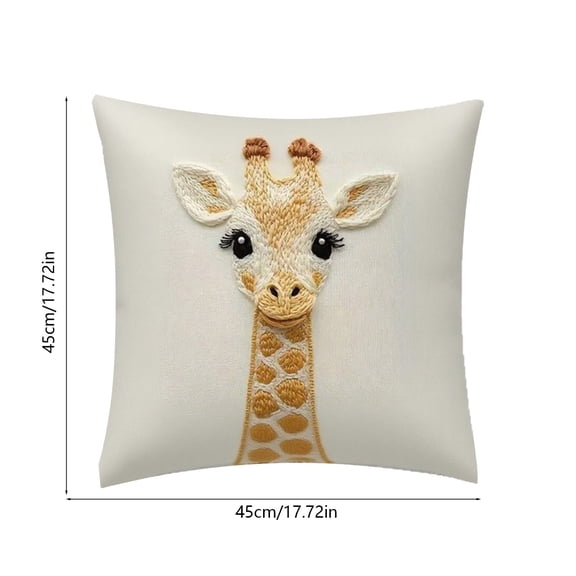 Camnix Decorative Home Pillow Cover 18 x 18 inch, Watercolor Baby Giraffe Decor Flower Throw Pillow Covers Linen Cushion Case for Living Room Couch Sofa Patio Outdoor Home Decor
