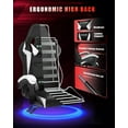 thumbnail image 4 of Bigzzia Gaming Chair with LED Lights, Computer Chair with Lumbar Support, Ergonomic High Back Video Game Chair with Swivel Seat and Headrest, White, 4 of 8