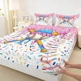 thumbnail image 4 of Castle Fairy Baseball Ice Cream King Sheets 4pcs, Sport Theme Dessert Bedding, Pink Blue White,1 Fitted Sheet, 1 Flat Sheet and 2 Pillowcases, 4 of 6