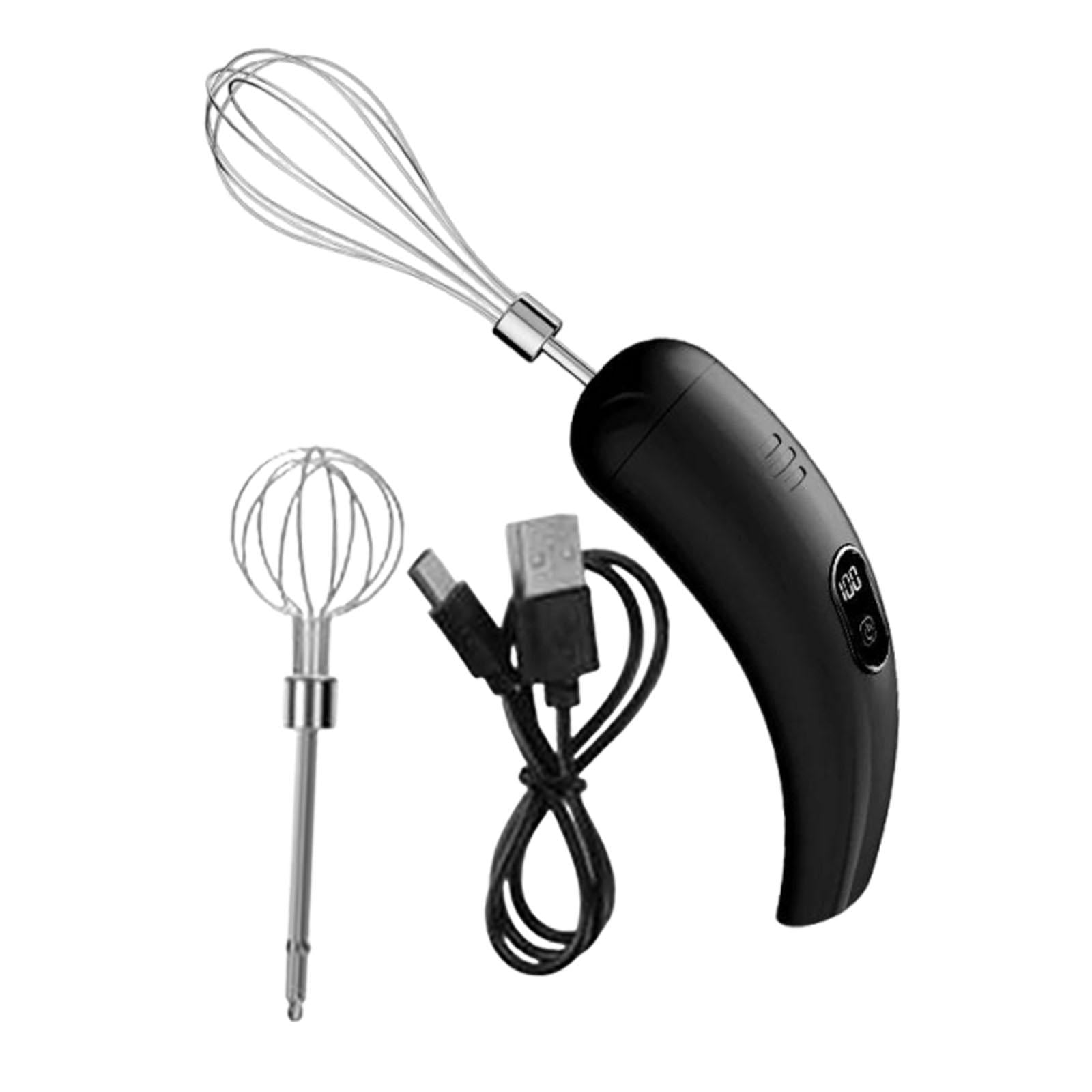 Fiocias Cordless Hand Mixer Compact Electric Egg Beater for Kitchen Baking Cake Shop Black