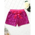 thumbnail image 7 of iiniim Girls Boys Sequins Dance Shorts with Bowknot Training Gymnastics Hip Hop Rave A Hot Pink 7-8, 7 of 7