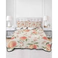thumbnail image 2 of Quilts Twin Size Bedding Set, Peach Lightweight Quilted Comforter, Spring Floral Green Leaf Botanical Pink Fruit Rustic Soft Reversible Bedspread Coverlet with Pillow Covers for All Season, 68" x 86", 2 of 7