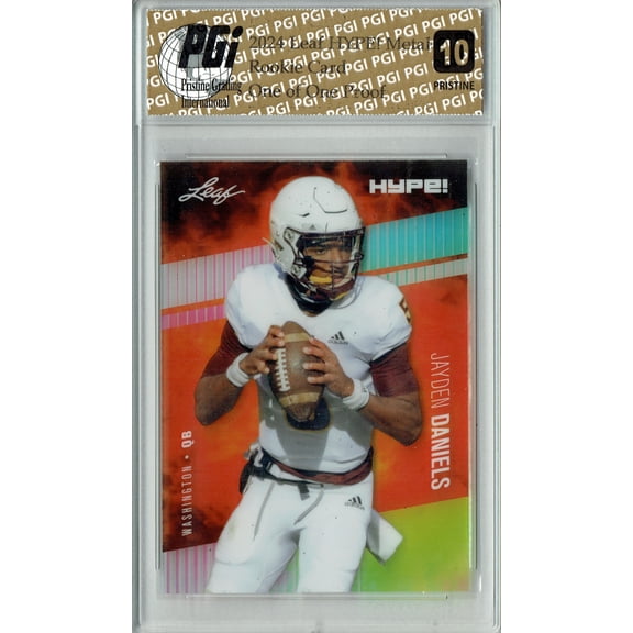 Jayden Daniels 2024 Leaf HYPE! Metal #HM-07 Neon 1/1 Proof Rookie Card PGI 10