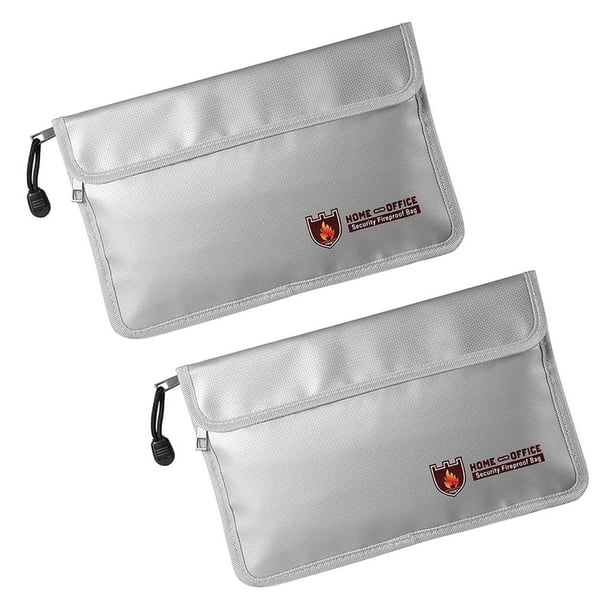 2X Bolsa de Documentos Una Prueba de Fuego, Bolsa de Dinero Impermeable E IgníFuga con Cremallera, Bolsa de Almacenamiento Segura Una Prueba de Fuego para Pasaporte, Etc.