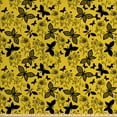 thumbnail image 1 of Romantic Fabric by the Yard, Abstract Monochromatic Pattern with Butterflies and Flowers, Upholstery Fabric for Dining Chairs Home Decor Accents, Yellow Taupe Grey by Ambesonne, 1 of 4