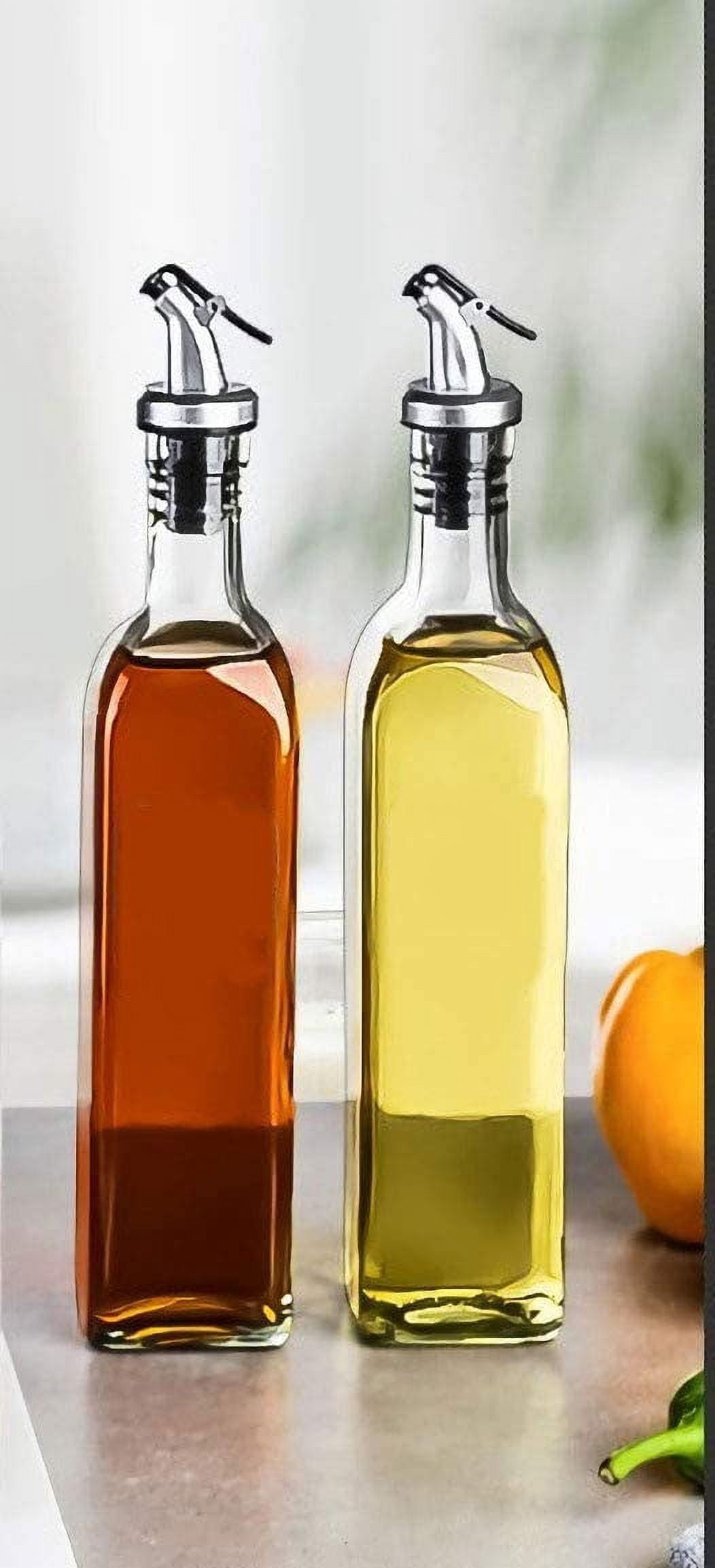 Juego De Regalo Dispensador De Aceite Y Vinagre, 2 Elegantes Botellas De Vidrio De 16 9 Onzas 2 Vertedores Dorados Embudo Para Llenar Facilmente