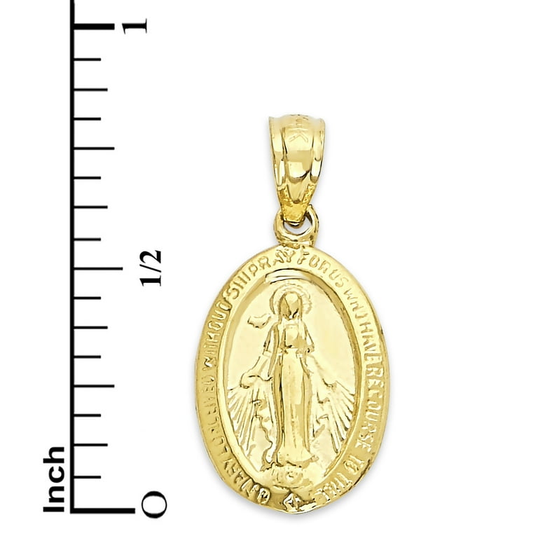 Solid 10k Gold Miraculous Medal for Necklace Catholic Prayer Jewelry Dainty Virgin Mary Charm Gift for Her